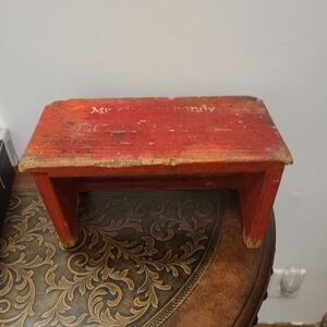 Funky Vintage Wood Foot Step Stool Plant Stand Distressed